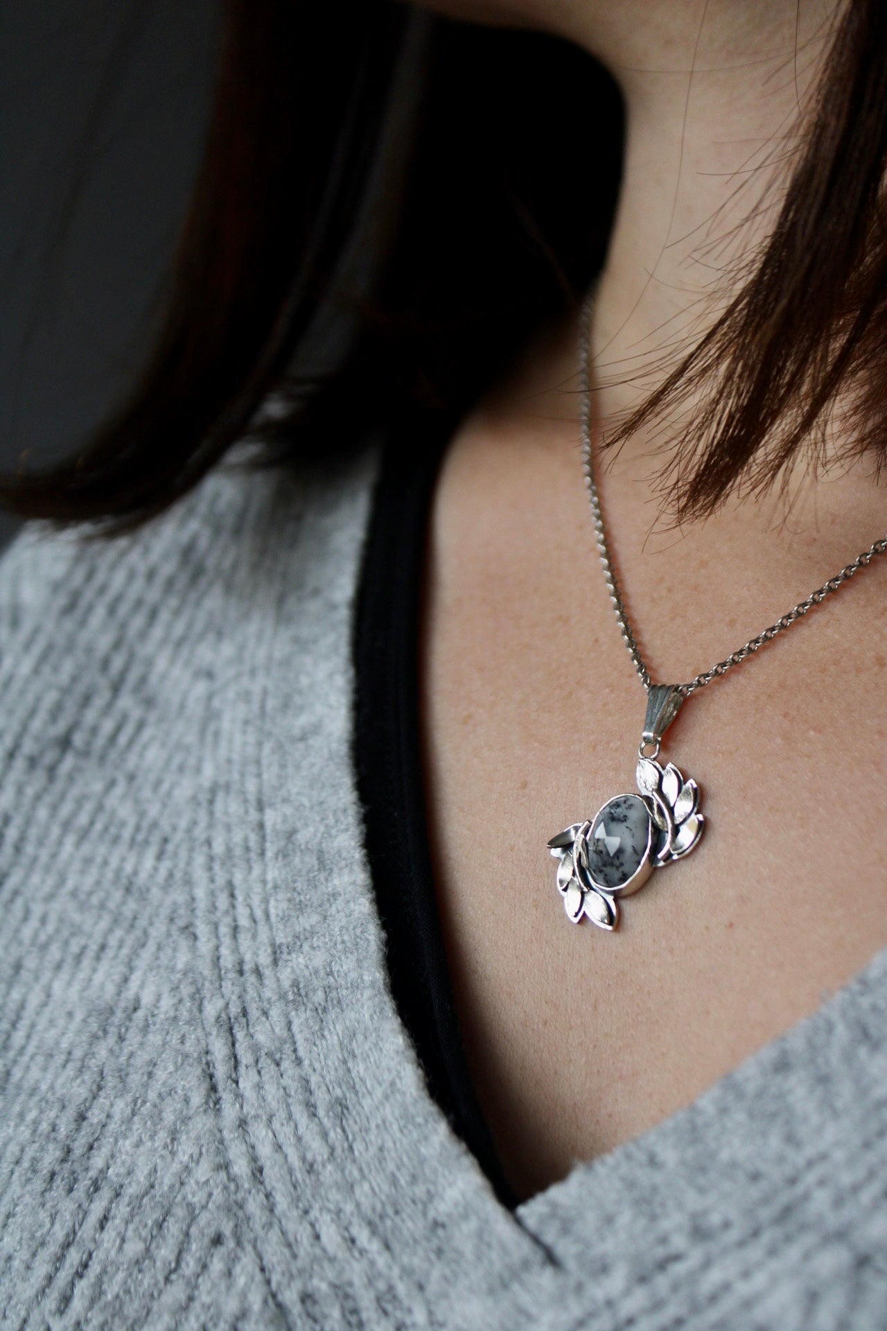 Pendentif César et agate dentritique image 0